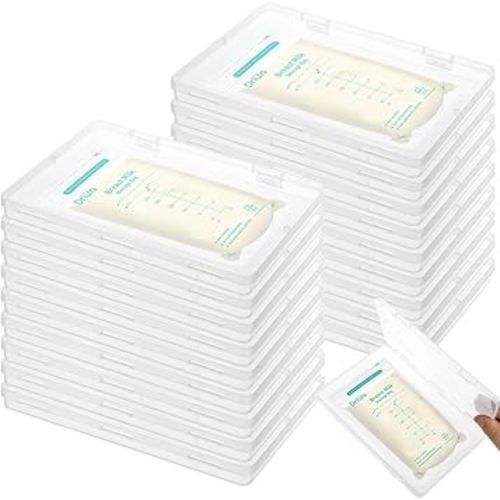 18 Pcs Clear Flat Breast Milk Freezer Storage Organizer Space Saving Breastmilk Storage Breastmilk Freezer Tray Breastfeeding Bag Organization, 7.48 x 5.11 x 0.67 in