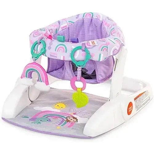 Bright Starts Learn-to-Sit 2-Position Baby Floor Seat with Toys, Unisex, 4-12 Months, Purple Paradise