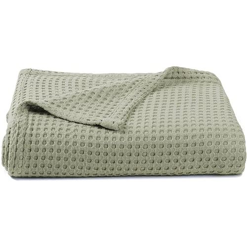 36” X 40” Inches Cooling Baby Waffle Weave Blanket, Ultra-Soft Lightweight Receiving Blanket for Newborn, Breathable Comfortable Baby Swaddle Blanket for Boys and Girls(Sage)