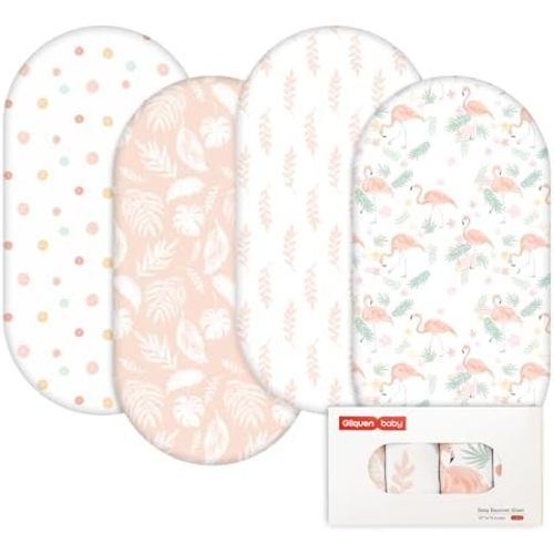 Gllquen Baby Bassinet Sheets 4 Pack, Breathable Cozy Fitted Mattress Sheet