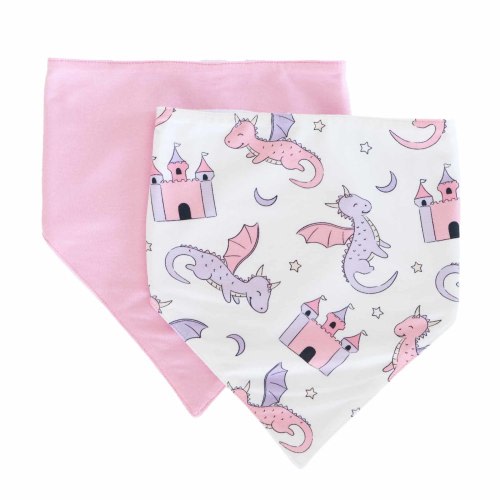 Dragon Adventure 2pc Bandana Bibs | Pink