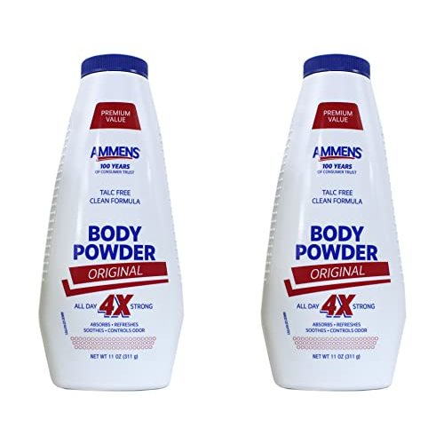Ammens Body Powder Original – Talc-Free Clean Formula, All-Day 4X Strong Protection, 11 oz (Pack of 2)