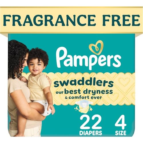 Pampers Swaddlers Diapers, Size 4 (15-34 lbs), 150 Count, Fragrance Free, Hypoallergenic, Absorbent, Pediatrician Recommended, Skin Safe