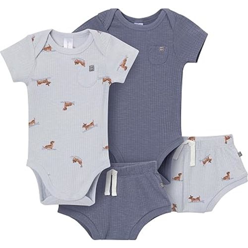 Modern Moments by Gerber Baby 4-pack Short-sleeve Bodysuits & Shortie Set
