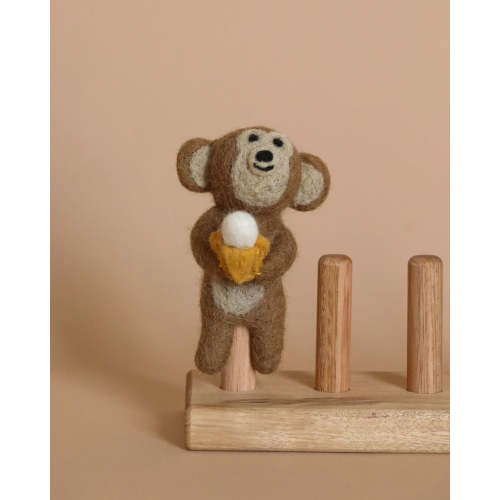 Felt Finger Puppet: Monkey Holding Banana