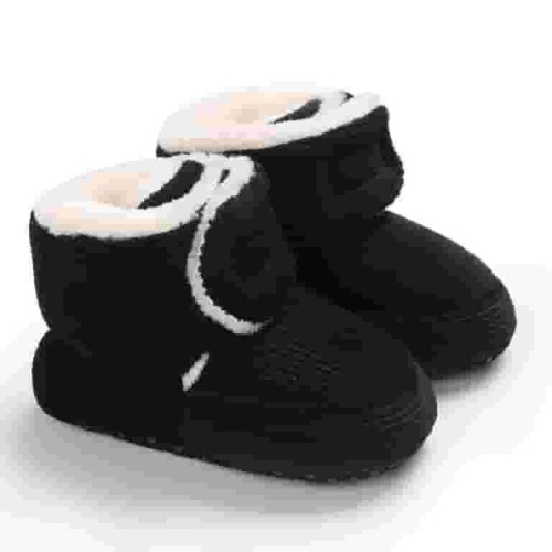 Tao Tao Baby Booties Newborn Infant Furry Cozy Soft Slippers Socks For Boy Girl, Winter Non-Slip Crib Shoes With Warm Lining Black 9 Months