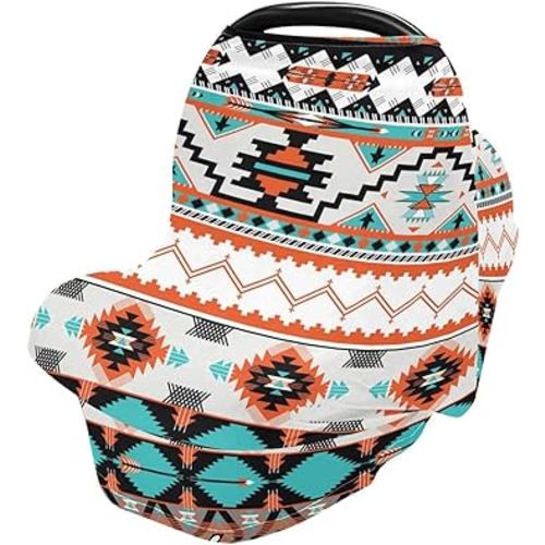 Nursing Cover Breastfeeding Scarf Aztec Design Baby Car Seat Covers Soft Breathable Infant Carseat Canopy Stroller Cover for Boys Girls