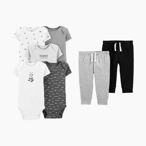 Carter's Short Sleeve Bodysuit with Pant Set - Assorted Grey/Panda/Black/Grey, 3M