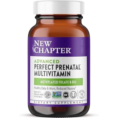 Amazon.com: New Chapter Advanced Perfect Prenatal Vitamins, 96 Count | Complete Prenatal Vitamin with Methylfolate and Organic Ginger for Morning Sickness, Fermented Iron, Non-GMO and Gluten-Free