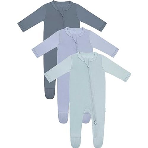 RRP Unisex Baby Footies Pajamas,Rayon Derived From Bamboo,Buttery Soft Sleep 'N Play PJs,2-Way Zipper Closure,0-18 Months