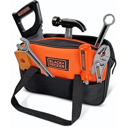 Black+Decker Junior Tool Bag 13 Piece Set - Includes Hammer, Hand Saw, Screw Driver & More!