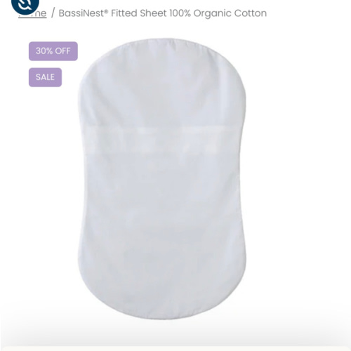 HALO - Bassinest Fitted Sheet | 100% Organic Cotton -White - white ,