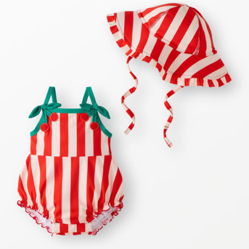 Baby One-Piece Cherry Swimsuit & Swim Hat Set
