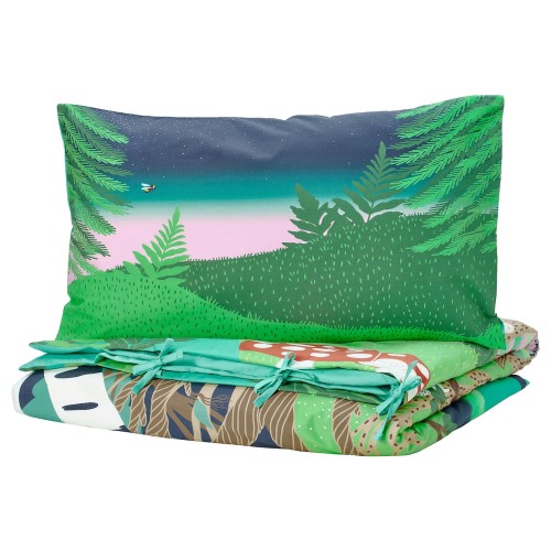 SKOGSDUVA Duvet cover and pillowcase(s) - multicolor/forest pattern Twin