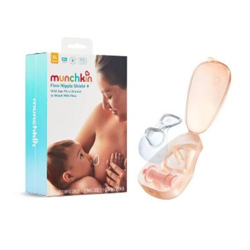 Munchkin Flow Breastmilk and Latch Monitor, Nipple Shield for Newborn with See-through Channel to Check Milk Flow, 28mm