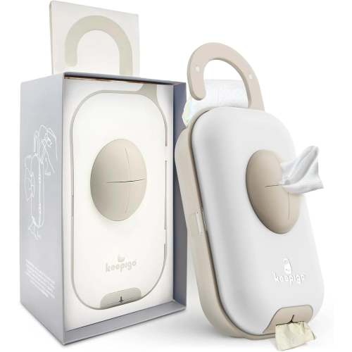 Keepigo| Baby Beige| Diaper Bag Wipe Dispenser | 3-in-1 Portable Diape