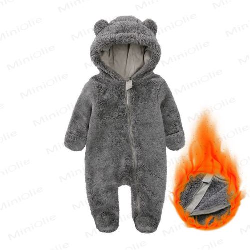 Baby Fleece Solid Color Hooded Romper