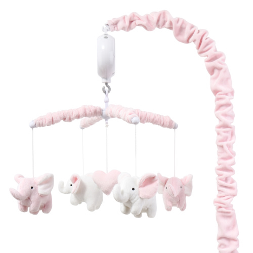 The Peanutshell Baby Crib Mobile for Girls, Pink Elephant, Musical