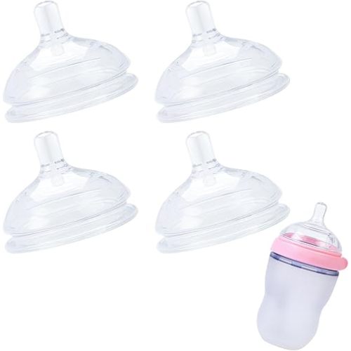 4 Pack Replacement Silicone Nipples Compatible with Comotomo 5oz / 8oz Bottle, Fast Flow, 6+ Months