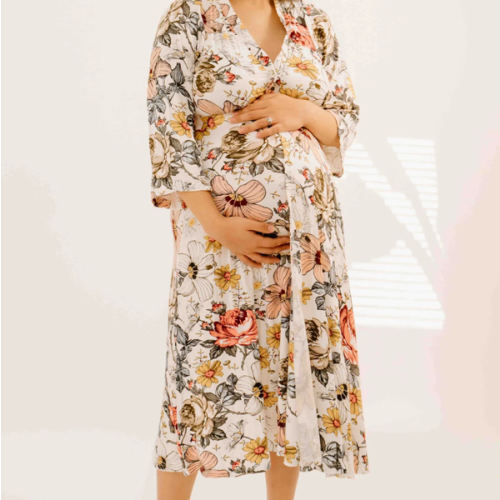 Lila Labor & Postpartum Gown in Vintage Floral