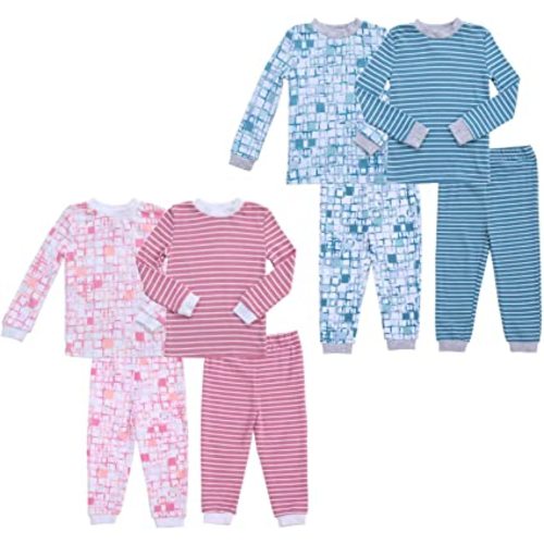 Twin Outfits for Boy and Girl Including Footies Bodysuits & Pajamas Gifts Set