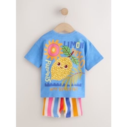 Blue Short Sleeve T-Shirt and Cycle Shorts Set