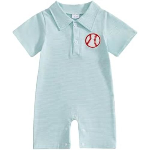 Ledy Champswiin Summer Baby Boy Clothes Short Sleeve Romper Embroidery Baseball Newborn Onesie Infant One Piece Outfit