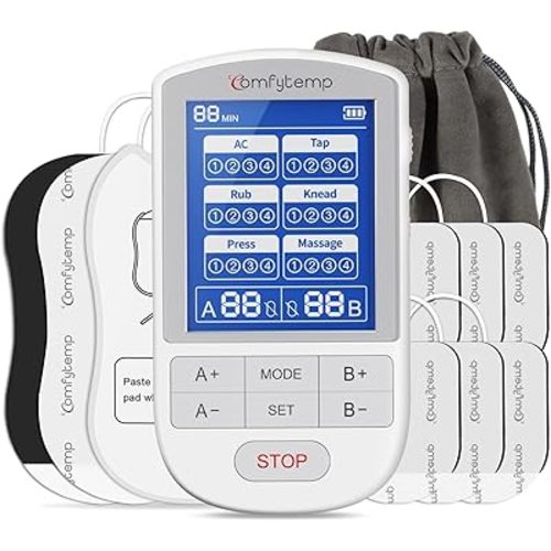 Comfytemp TENS Unit Muscle Stimulator, FSA HSA Eligible Dual Channels TENS Machine for Pain Relief, Electronic Pulse Massager for Back, Period Cramps, Neck, Sciatica, 24 Modes