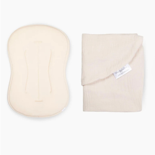 SnuggleMe Organic Lounger Curve + Muslin Cover Set | Natural