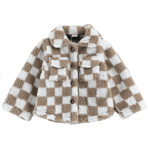 Checkerboard Sherpa Coat – The Ollie Bee