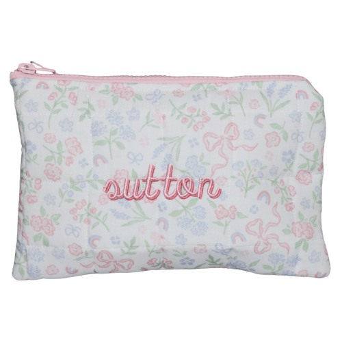 Pastel Floral & Bows Small Zippered Pouch