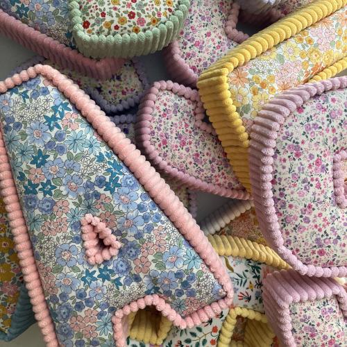 Floral and Corduroy Fabric Letters for wall or shelf decor | nursery, baby shower gift, girl's decor, kid's bedroom, baby name, initial