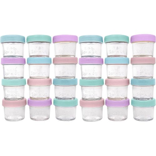 WeeSprout Glass Baby Food Storage Jars with Lids, Reusable Small Containers, 4 oz, 24 Pack