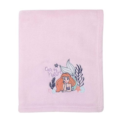 Disney The Little Mermaid Pink & Coral Ariel Cute by Nature Super Soft Baby Blanket, Pink, Coral, Navy,