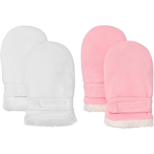 Baby Winter Mittens Newbron Adjustable Stay-On 0-12 Months Warm Gloves Sherpa Lined Fleece Infant Mittens Winter for Boy Girl