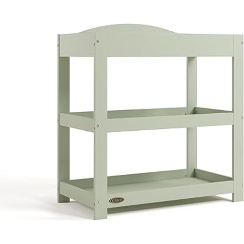 Graco Customizable Changing Table with Water-Resistant Changing Pad (Sage) - Customizable Modern Flat or Classic Arched Headboard, Changing Pad Included