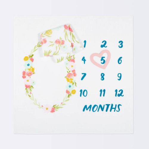 Muslin Blankets with Felt Frame Floral - Cloud Island™