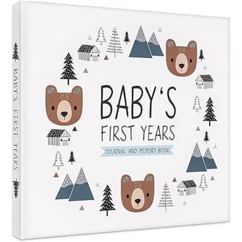 Keepsake Baby Memory Book for Baby Boy or Girl – Timeless Woodland Baby Journal Scrapbook Photo Album for First 5 Years – Milestone Book to Record Every Event from Birth to Age 5