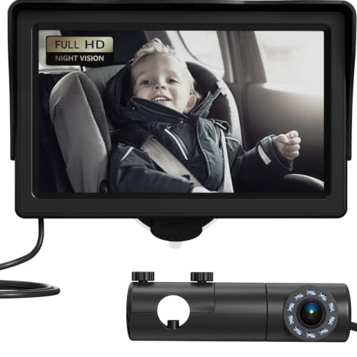 GROWNSY Baby Car Camera with Night Vision, 4.3 Inch HD Display | Baby Car Monitor with Wide Clear View, Rear Facing to Observe Baby, 360° Adjustable, Auto IR Night Vision