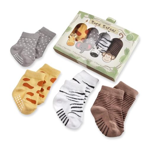 Baby Aspen Sock Safari Baby Socks Set 0-6 Months - Adorable Newborn Baby Boy Socks with Grips, Gender Neutral Infant Socks Gift Set, Baby Shower Gifts, Cute Newborn Essentials