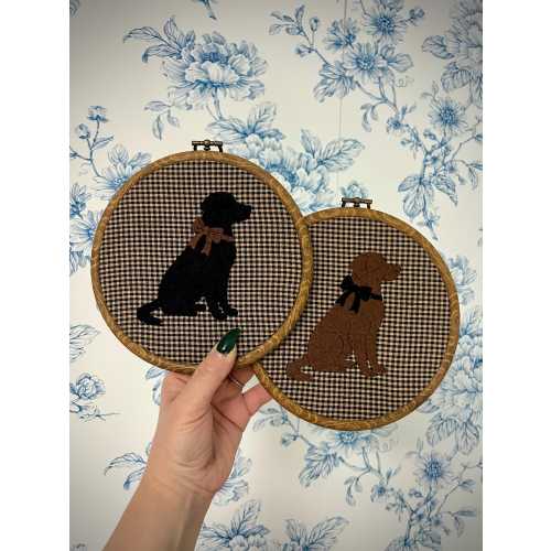 Embroidered Dog Silhouette Hoop Art | Labrador Sign | Pet Nursery Decor | Dog Wall Art | Dog Gallery Wall Decor | Dog Silhouette Sign