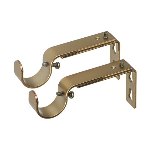 Ivilon Adjustable Brackets for Curtain Rods - for 1 or 1 1/8 Inch Rods. Set of 2 - Warm Gold