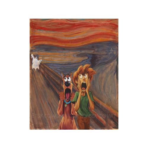 Zoinks! | Scooby Doo and Shaggy Inspired The Scream by Edvard Munch Funny Parody Fine Art Physical Wall Print with Framing Options