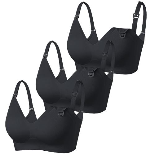 Womens Maternity Nursing Bra for Breastfeeding Comfort Seamless Wireless Sleep Bra Pack of 3