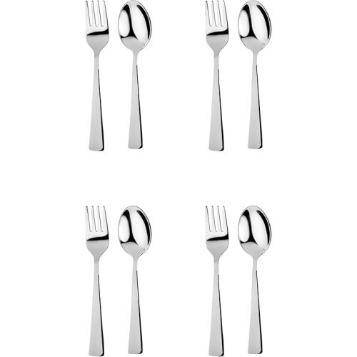 Ahimsa Kids Stainless Steel Utensils, 8 Piece Kid Forks and Spoons Set, Pediatrician Designed Kids Silverware, 100% BPA Free & Dishwasher Safe (Classic)
