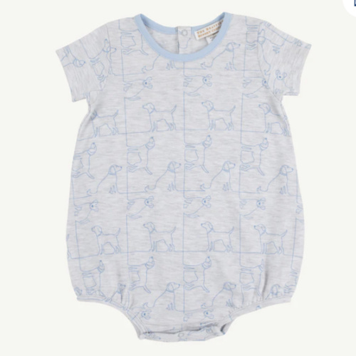 Short Sleeve Patton Play Bubble - Puppy Puzzle with Beale Street Blue