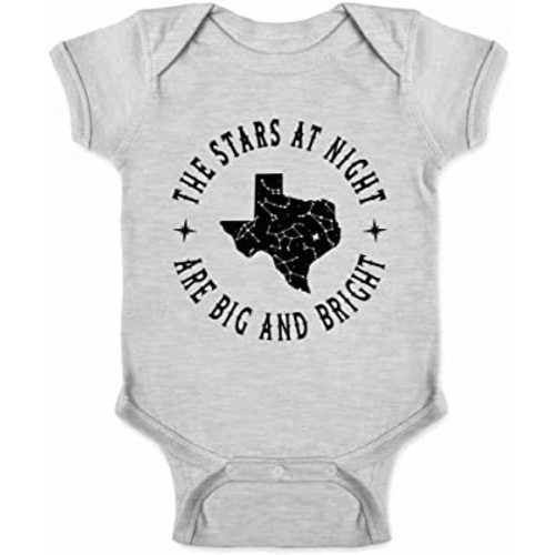 Texas Stars Night Bodysuit for Infants - Soft Cotton Comfort Grey 6M
