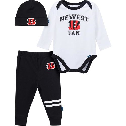 Gerber NFL baby-boys 3-piece Onesie Bodysuit, Active Pant and Cap Set
