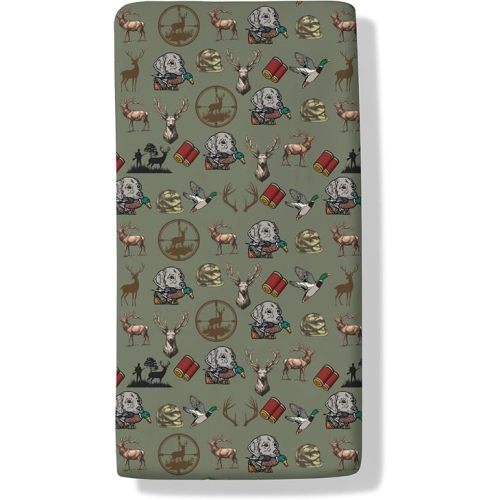 Boy Hunting Green Baby Crib Sheets Duck Hunting Deer Toddler Bedding Bed Sheets Outdoor Camouflage Fitted Crib Mattress Cover Fits Standard Crib Mattress 28x52 in