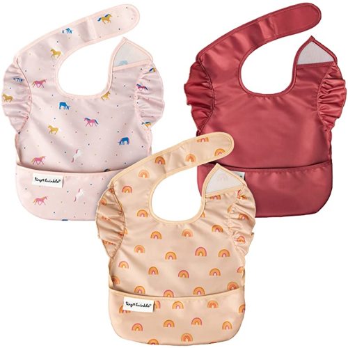 Tiny Twinkle Mess-Proof Easy Bib 3 Pack - Baby & Toddler Waterproof Bib with Adjustable Closure, 6-24 Months
